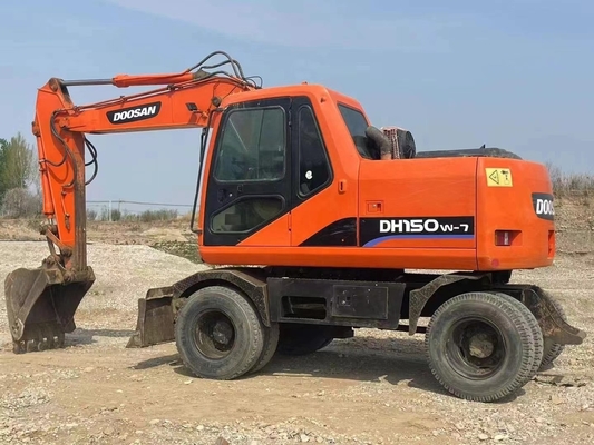 Used DOOSAN DX140W-7 Wheel Excavator with Original Paint and Cummins Engine 112kW