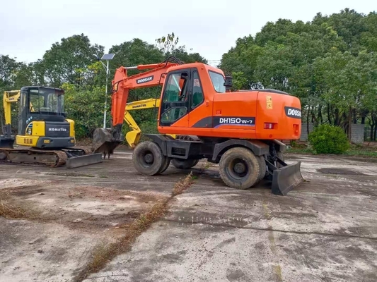 High Operating Efficiency Doosan DH150W-7 Used Tractor Excavator with Japan Engine
